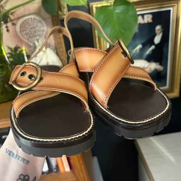 Marc Jacobs Leather Criss-Cross Buckle Strap Sandal - Picture 8 of 15